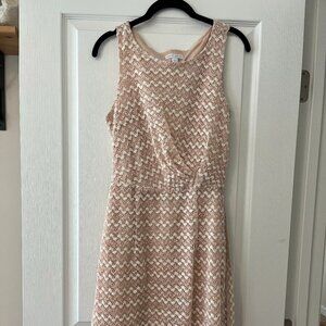 Pre-Owned Women NEW YORK COMPANY Nude Natural Stripe Dress Sleeveless Size SMALL